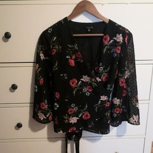 Dynamite Floral Wrap Top